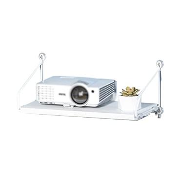 Imagem de uhyOHF Suporte extensível para projetor, suporte de parede sem perfuração, quarto, sala de estar, cabeceira, bandeja de parede, resistente, prateleira para projetor, suporte de parede (G