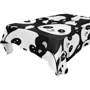 Imagem de YETTASBIN Toalha de mesa quadrada panda, impermeável, resistente a manchas, lavável de poliéster, para piquenique, jantar, férias, cozinha, festa, decoração, 137 x 137 cm