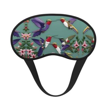 Imagem de Máscara de dormir com estampa de beija-flores bordadas, blecaute, máscara para os olhos, macia, leve, para dormir, meditação, viagem, ioga