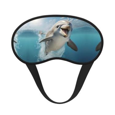 Imagem de Máscara de dormir blecaute com estampa de golfinho de animal engraçado, máscara para os olhos, macia, leve, para dormir, meditação, viagem, ioga
