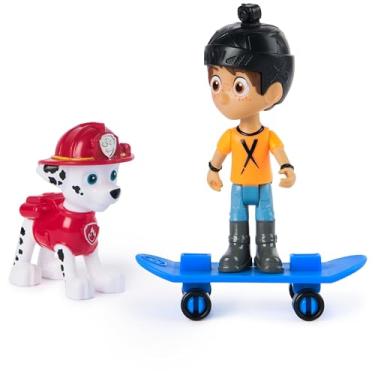 Imagem de PAW Patrol Conjunto de bonecos Hero Pups com 1 boneco de cachorro Marshall, 1 boneco Danny-X e 1 skate, brinquedo adequado para crianças a partir de 3 anos