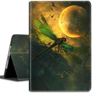 Imagem de Capa para iPad (A16) 11ª geração 11 polegadas (2025)/iPad 10ª geração 10,9 polegadas (2022), visualização em vários ângulos e despertar/hibernar automático, libélula verde