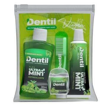 Imagem de Dentil – Kit Viagem Ultra Mint Verde | Creme Dental 30g + Escova de Viagem + Fio Dental 25m + Enxaguante Bucal 30ml | Hálito Fresco e Proteção Contra Cáries