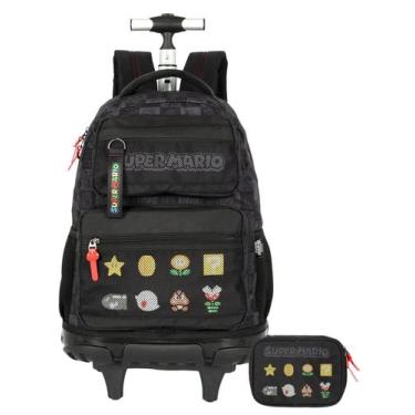 Imagem de Kit Mario Bros Game Mochila Costas Rodas + Estojo Box - Luxcel
