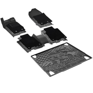 Imagem de 3W Tapetes de chão e forro de carga e tapetes adequados para Ford Bronco 2021-2024 2025 4 portas, para todos os climas TPE forro de chão e tapete de porta-malas conjunto completo tapetes de carro (não