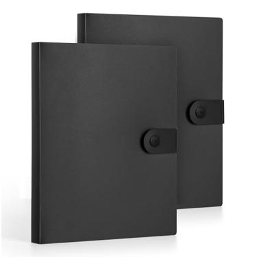 Imagem de Fichário com porta-cartões de índice 3 x 5 com mangas de plástico transparente, organizador de cartões flash com fecho de botão, 96 bolsos totais para cartão (pacote com 2)