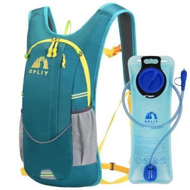 Imagem de Opliy Mochila de hidratação, mochila de hidratação com bexiga de hidratação 2L Mochila leve para corrida para mulheres homens e crianças (verde escuro)