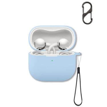 Imagem de Capa para fones de ouvido Huawei FreeClip 2, capa protetora de silicone macio FJIASTB com mosquetão e cordão, à prova de choque (azul celeste)