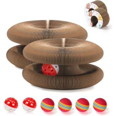 Imagem de 2 peças de quadro arranhador de órgão mágico para gatos com 6 bolas, protetor para gatos