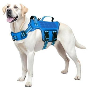 Imagem de Peitoral para cães grandes, resistente, sem puxão, tático, com sistema Molle, fácil de colocar e tirar, respirável acolchoado, colete refletivo ajustável para animais de estimação para caminhadas