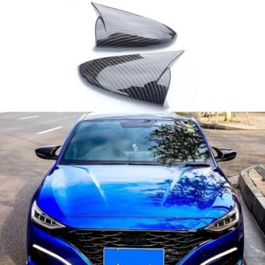 Imagem de Kit de carroceria de capa de espelho lateral de proteção traseira para carro compatível com Fiesta capa de espelho retrovisor acabamento acessórios de carro (preto brilhante)