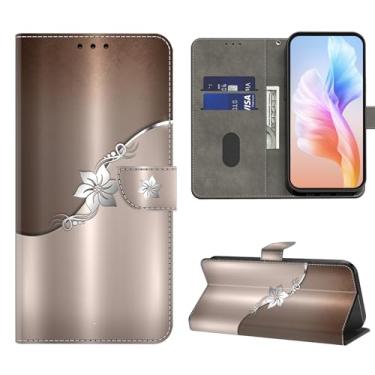 Imagem de VODEFOX Capa carteira para Google Pixel 10 Pro XL/Google Pixel 9 Pro XL, capa protetora de couro PU flip com suporte para cartão - flor prateada
