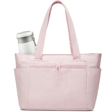 Imagem de Geelyda Bolsa feminina leve e fofa, com compartimentos, bolsa de ombro acolchoada para viagem, trabalho, academia - rosa