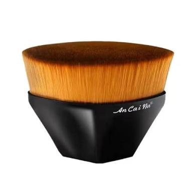 Imagem de Pincel de base plana facial com cerdas de nylon macias à prova de poeira - ponta angular para contorno, corretivo, pó, estojo compacto à prova de poeira, pincel de maquiagem compacto bege normal