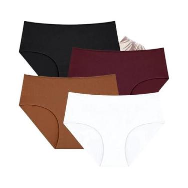 Imagem de Calcinhas De Algodão plus Size Para Mulheres, Cintura Média, 4 Peças, 