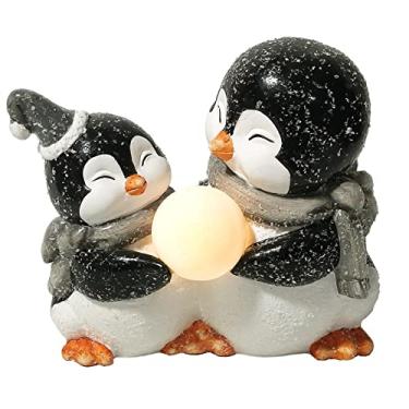 Imagem de Enfeite de Cerâmica Pinguins Bola de Neve c/LED (2 Não Inclusas) – Bola natalina decorativa – destaque sua árvore com cores e brilho