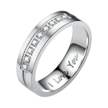 Imagem de Anéis De Noivado Em Aço Inoxidável Com Cristal Para Casais, Joias De C