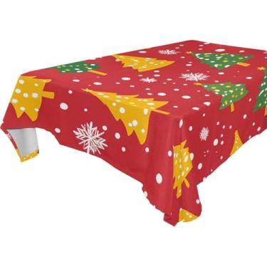 Imagem de Blueangle Toalha de mesa para árvore de Natal – Toalha de mesa quadrada de poliéster impermeável e resistente a manchas para ambientes internos e externos, 137 x 137 cm (282)