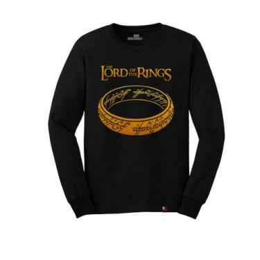Imagem de Camiseta Manga Longa Senhor Dos Anéis Estamp Dourada Hobbits - KING OF