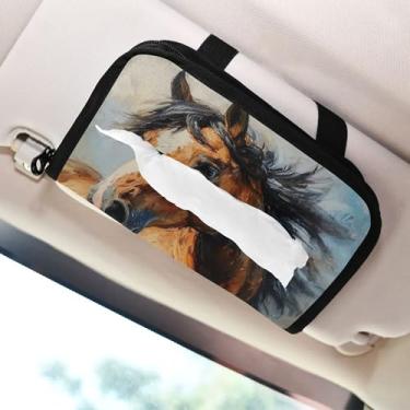 Imagem de SEHANY Suporte de lenços de carro Majestic Horse, caixa de lenços para carro, viseira solar, porta-guardanapos retangular, dispensador de máscara de carro, caixa de lenços de papel para automóveis