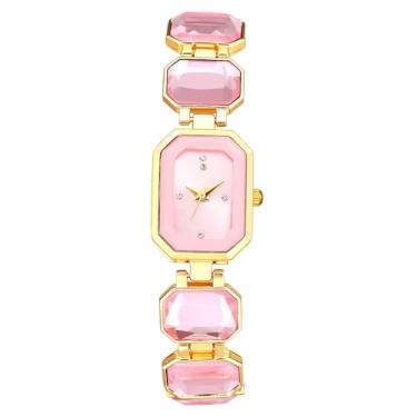 Imagem de OIDEA Relógios de pulseira quadrada para mulheres: elegante luxo cristal strass decoração analógico quartzo pulseira relógio feminino vestido moderno relógio de pulso feminino, rosa