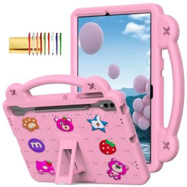 Imagem de Dteck Capa para tablet Galaxy Tab S9 FE 5G 10,9 polegadas e Galaxy Tab S9/S8/S7 de 11 polegadas, capa para tablet Strawberry Panda à prova de choque, resistente, leve, conversível, compatível com
