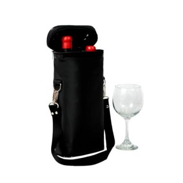 Imagem de Bolsa Térmica Porta Vinho (2 Garrafas) com Alça e Zíper – Luxuosa, Leve, Impermeável e Isolada – Bebidas Frias ou Quentes 75035PRETOU