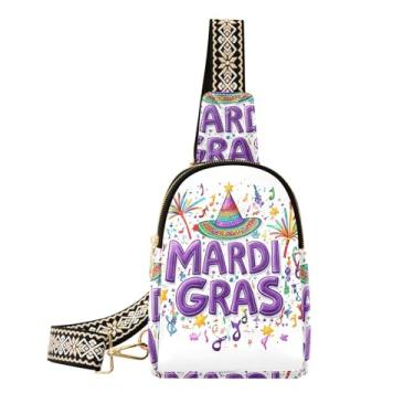 Imagem de CEBUGI Bolsa tiracolo feminina com fundo de carnaval pequena, bolsa tiracolo de couro, bolsa de peito para caminhadas, viagens ao ar livre
