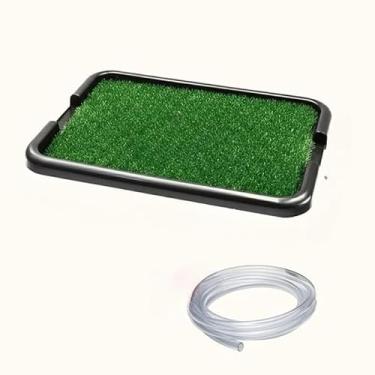 Imagem de Banheiro Sanitário Com Dreno e Mangueira Lavável Para Cães Tapete Higiênico Grama Sintética