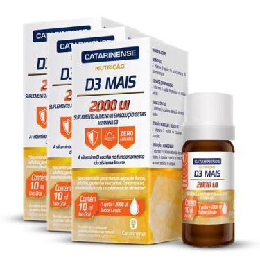 Imagem de Kit 3 Vitamina D3 Mais 2000 Ui Catarinense 10Ml
