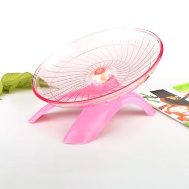 Imagem de Disco voador silencioso para hamster, 18 cm, adequado para porquinhos-da-índia, hamsters, ouriços e outros animais pequenos para garantir exercícios seguros (rosa)
