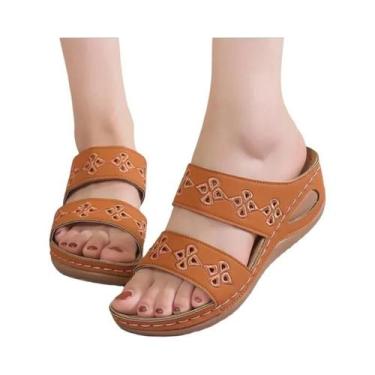 Imagem de Sandálias De Couro Bordadas Com Flores Para Mulheres, Leves, Casuais, 