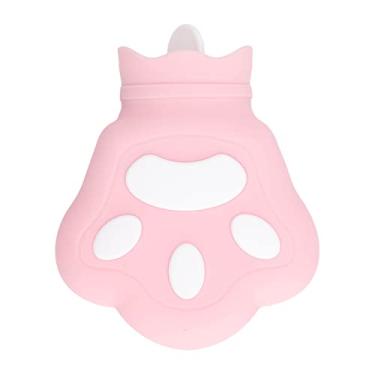 Imagem de Bolsa de água quente de pata de urso fofa de silicone para aquecimento de micro-ondas garrafa de água quente para alívio de desconforto Calor de inverno Uso de escritório Material (Rosa)