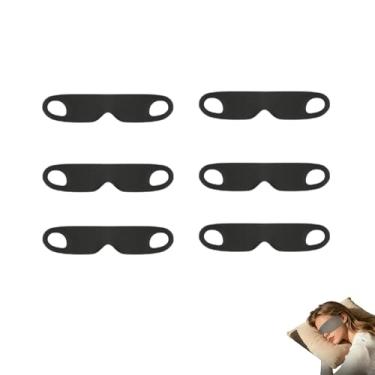 Imagem de PLAYTHROUGH Máscara de dormir para pendurar na orelha, 6 peças, máscara fina para dormir para Siesta Travel Yoga (preto)