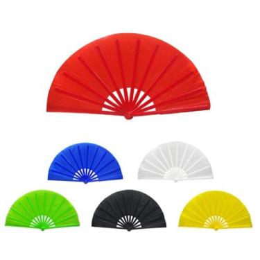 Imagem de Leque Oriental Grande Liso Colorido Para Festa Dança Carnaval Decoraçã