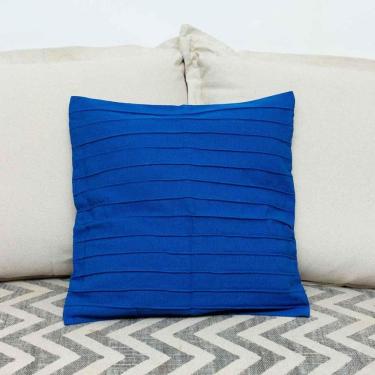 Imagem de Capa De Almofada Drapeada De Algodão Azul 45Cmx45Cm