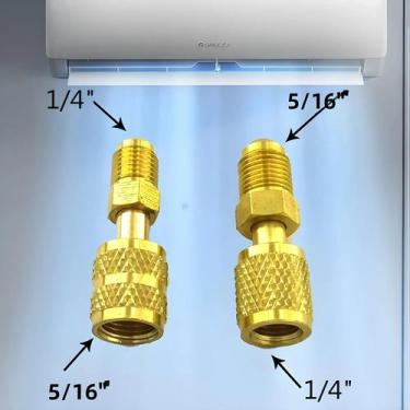 Imagem de Acopladores Rápidos De Latão R410a 5/16 SAE F Para 1/4 SAE, 2 Peças, A