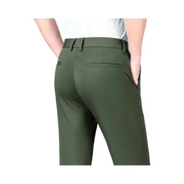 Imagem de Calças De Terno Masculinas Em Seda Gelada Verde Exército E Azul, Elást