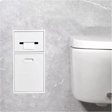 Imagem de Rack de armazenamento de papel higiênico embutido de aço inoxidável - Prateleira de nicho de banheiro impermeável para toalhas, xampu e artigos de higiene - Solução organizadora elegante e durável