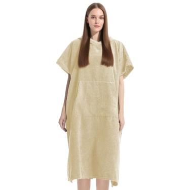 Imagem de Poncho de mudança de surf, toalha com capuz para adultos surfe - roupão com capuz de secagem rápida respirável para mulheres praia fontes termais piscina academia viagens diárias