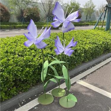 Imagem de Conjunto de flores artificiais grandes - 3 decorações florais de borboleta gigante para casamentos, festas de aniversário e decoração de casa - ideal para eventos e vitrines