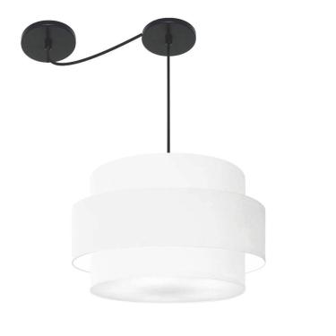 Imagem de Lustre Sala De Jantar Com Desvio Vivare Md-4399 Cúpula Em Tecido 50cm Branco 127/220v