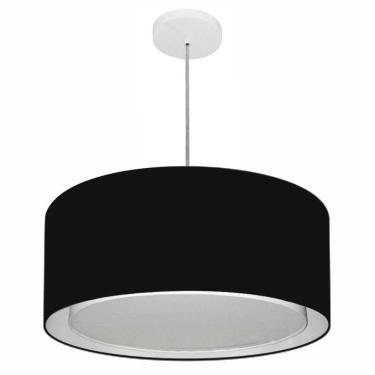 Imagem de Lustre Pendente Cilíndrico Duplo Vivare Md-4294 Cúpula Em Tecido 50x25cm - Bivolt Preto 127/220v