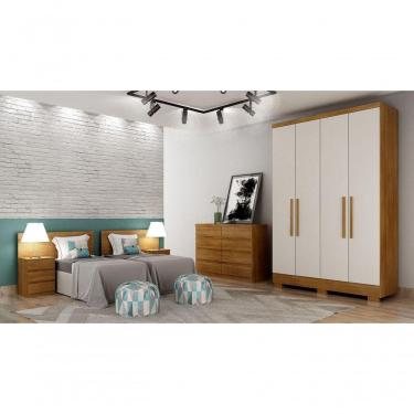 Imagem de Guarda Roupa Solteiro Com Pés 4 Portas 2 Gavetas - Veneza-cumaru-fendi - Móveis Horizonte