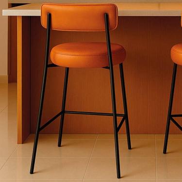 Imagem de Banqueta Cozinha Média Com Encosto Industrial Preto Londres Pu D03 - D'rossi Whisky