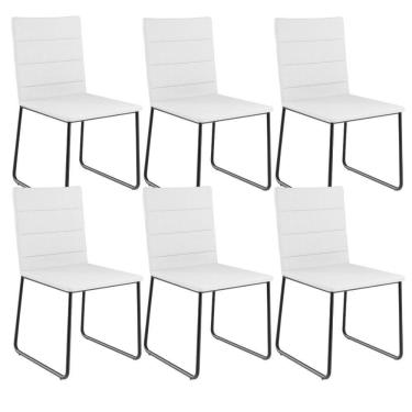 Imagem de Kit 06 Cadeiras Decorativa Estofada Para Sala De Jantar Preto Maya L02 Facto Branco - Lyam Decor