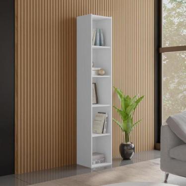 Imagem de Estante Livreiro 4 Prateleiras 185x33 Cm Janaina Branco Reajl Moveis B