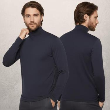 Imagem de Camiseta Masculina Térmica Gola Alta Manga Longa Proteção Uv Blusa Seg