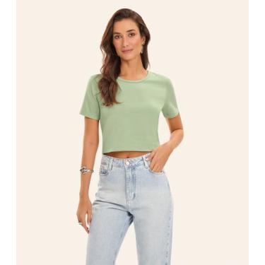 Imagem de Blusa Básica Feminina Cotton Leve Rovitex Verde, G, Verde