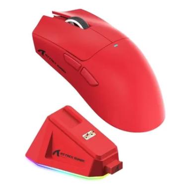 Imagem de Mouse Gamer Sem Fio Attack Shark X11, 22000 Dpi, 59g, Tri-mode Com Dock Magnético, RGB, Vermelho